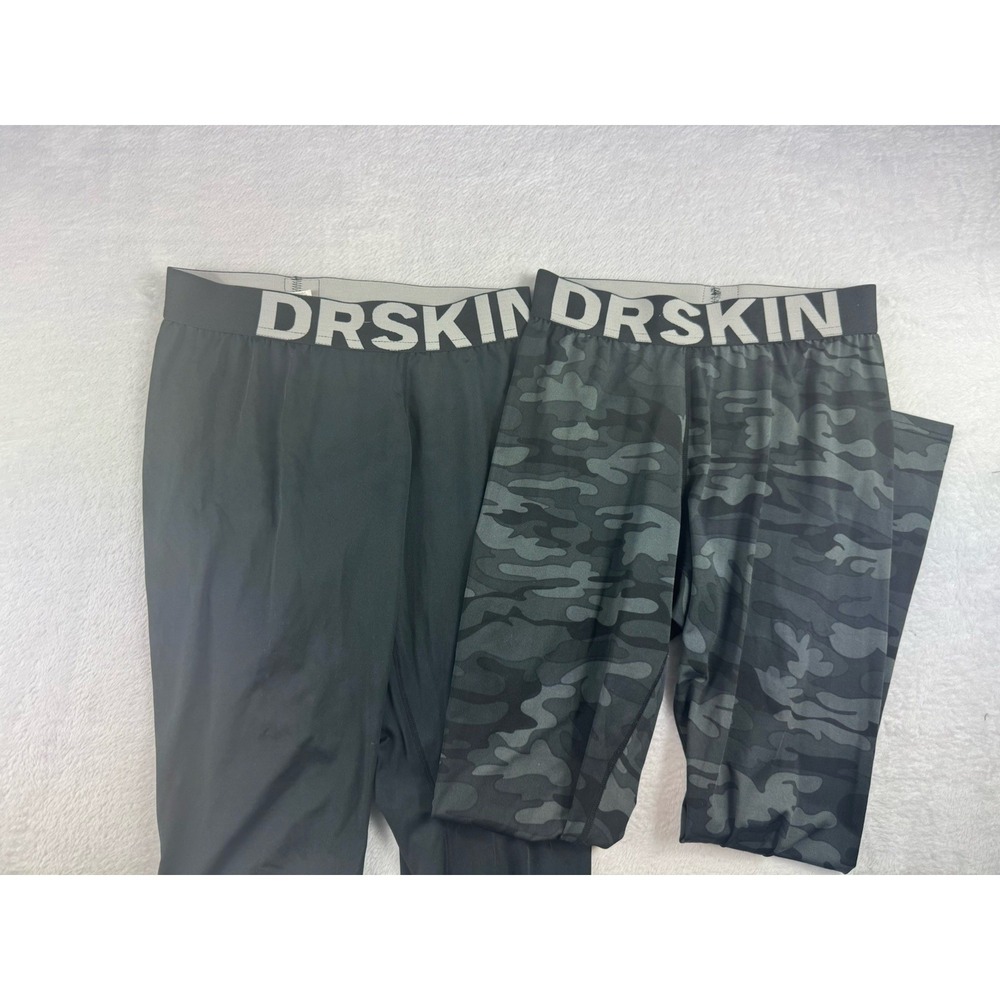 Dr Skin Leggings Lot Of 2 Black‎ & Camo Small Base Layer Camping Hunting Outdoor
